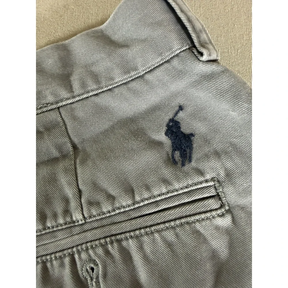 VINTAGE Polo Ralph Lauren Preston Chino Pants 34x30 Grey Cotton Trousers Pony